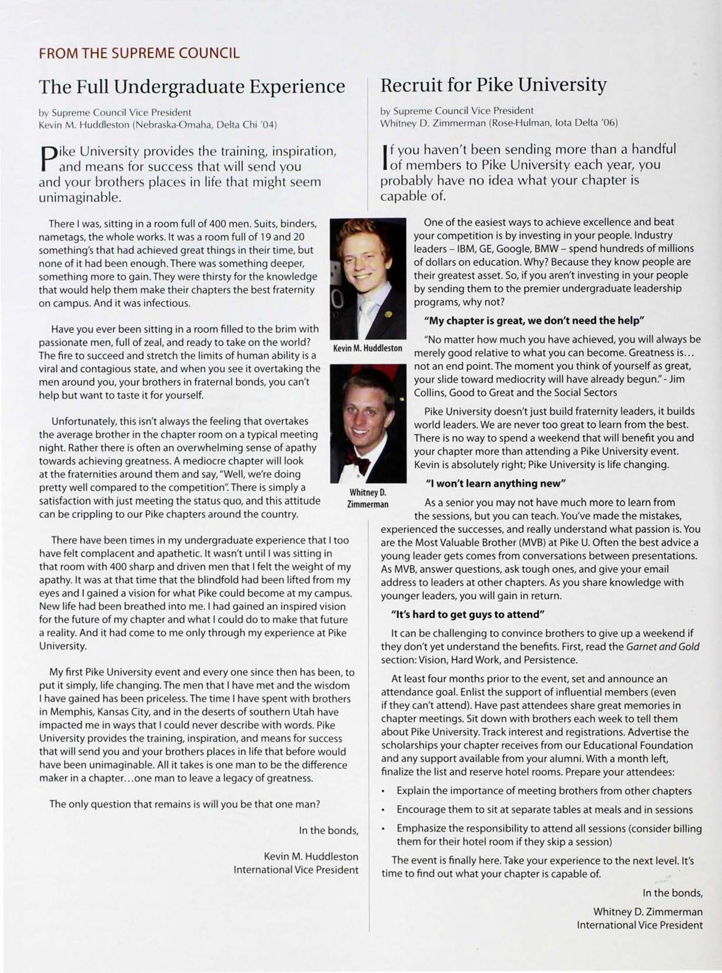 From the Supreme council, Summer 2009